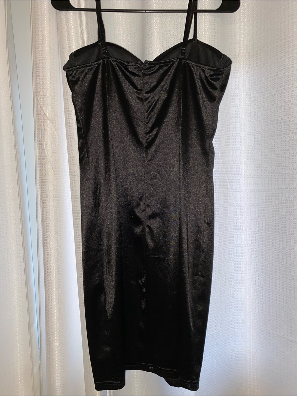 Black Satin Bodycon Slip Dress - Women large - Picture 3 of 4